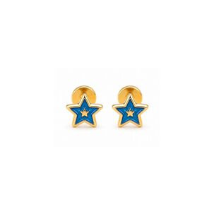 Aros Abridores Estrella Colores 5mm Oro 14k Beb&eacute; Ni&ntilde;a Azul