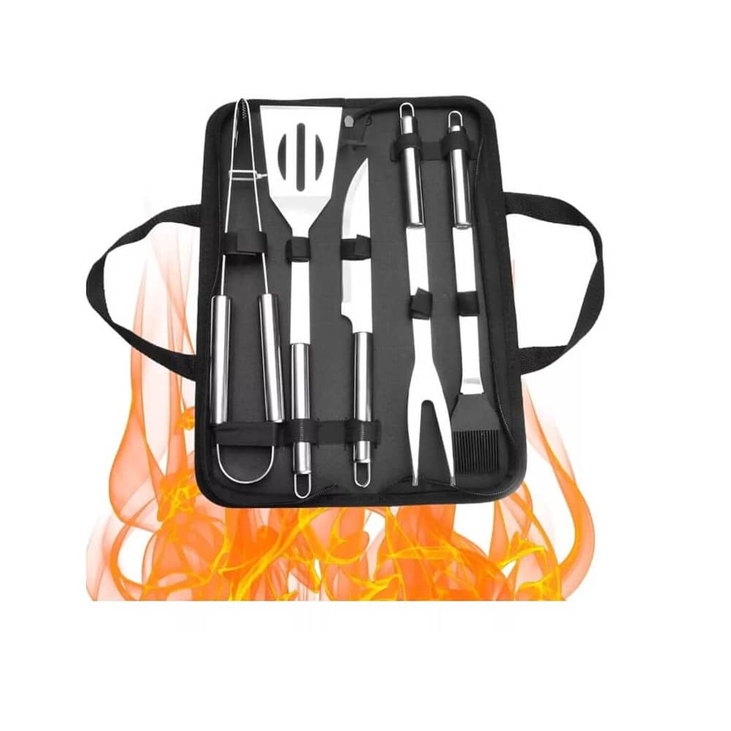 Set 5 Utensilios Profesional Acero Inox Para Asado + Estuche image number 7.0