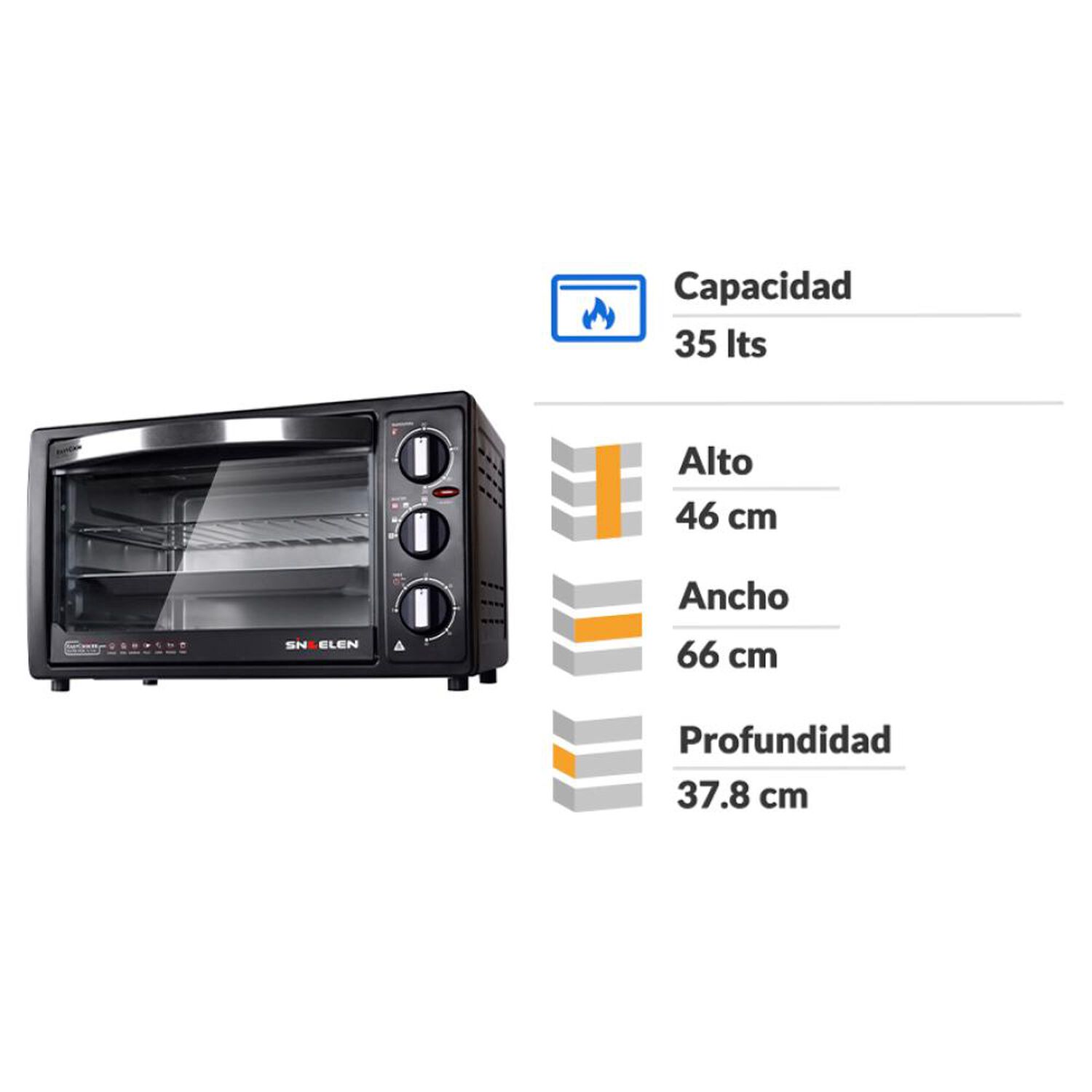 Horno El&eacute;ctrico Sindelen HE-350NG / 35 Litros / 1250W image number 1.0