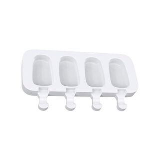 Molde Para Helados 4 Cavidades Forma Paleta Blanco Silicona