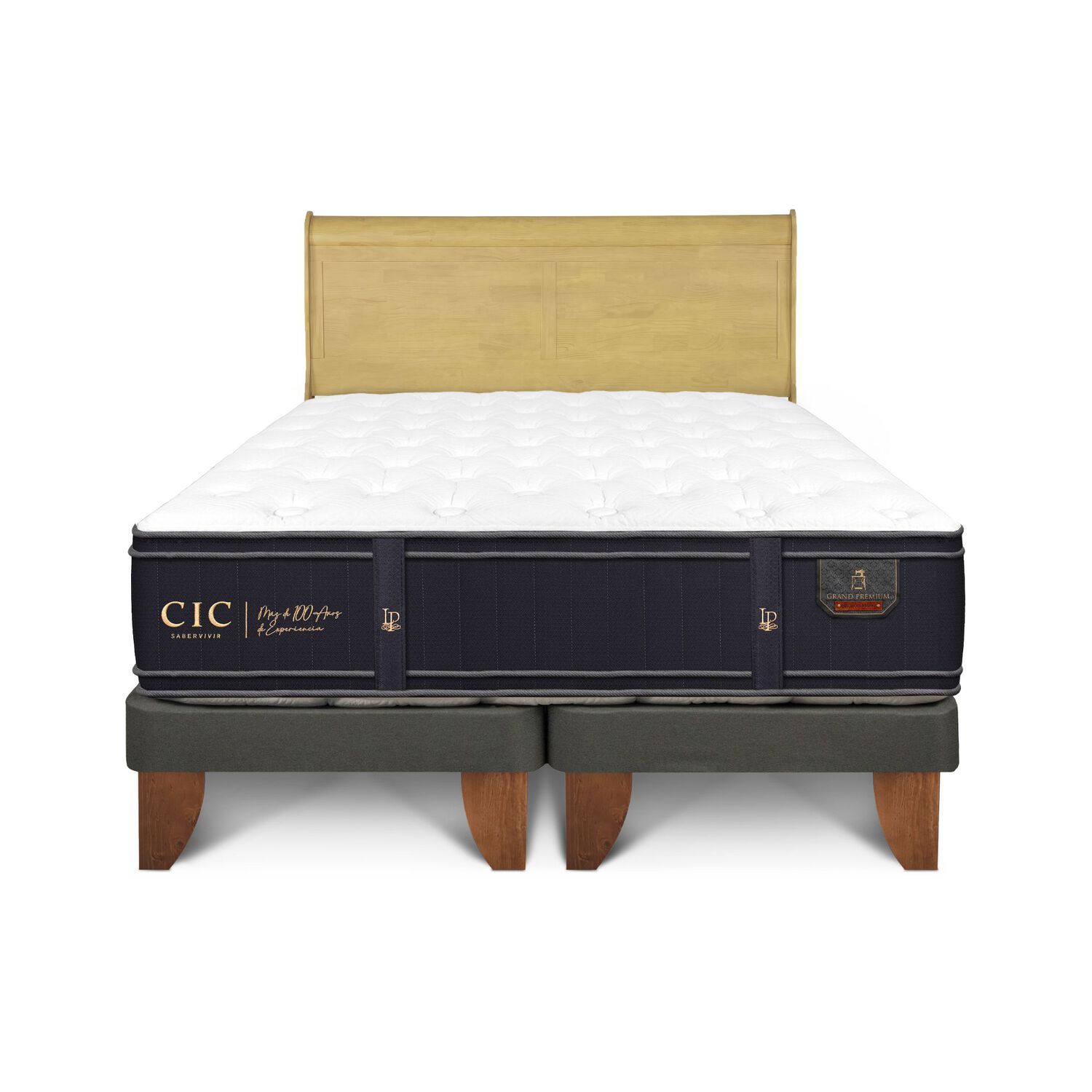 Cama Europea Cic Linea Premium / 2 Plazas / Base Dividida + Respaldo image number 0.0