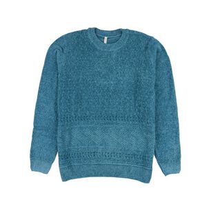 Sweater Chenille Manga Larga Cuello Redondo Mujer Geeps