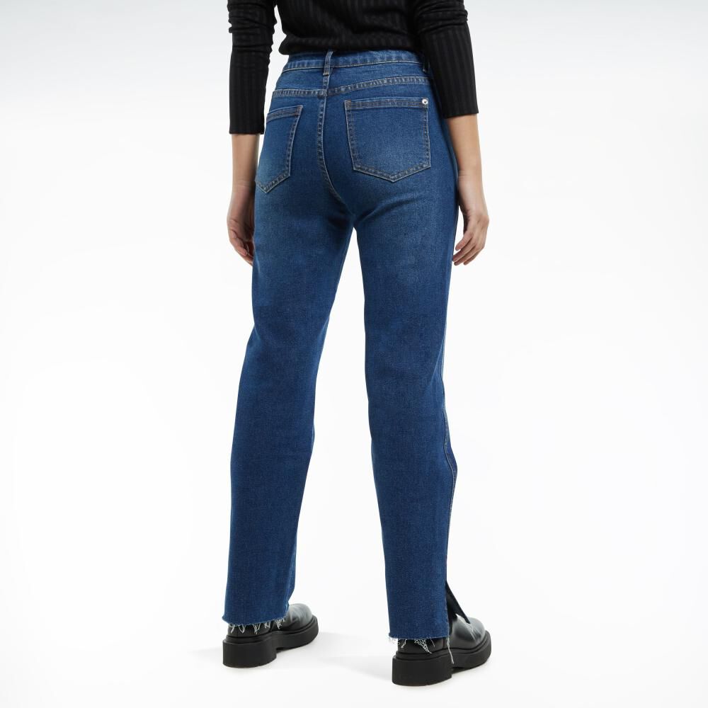 Jeans Costura Corrida Tiro Alto Recto Mujer Kimera