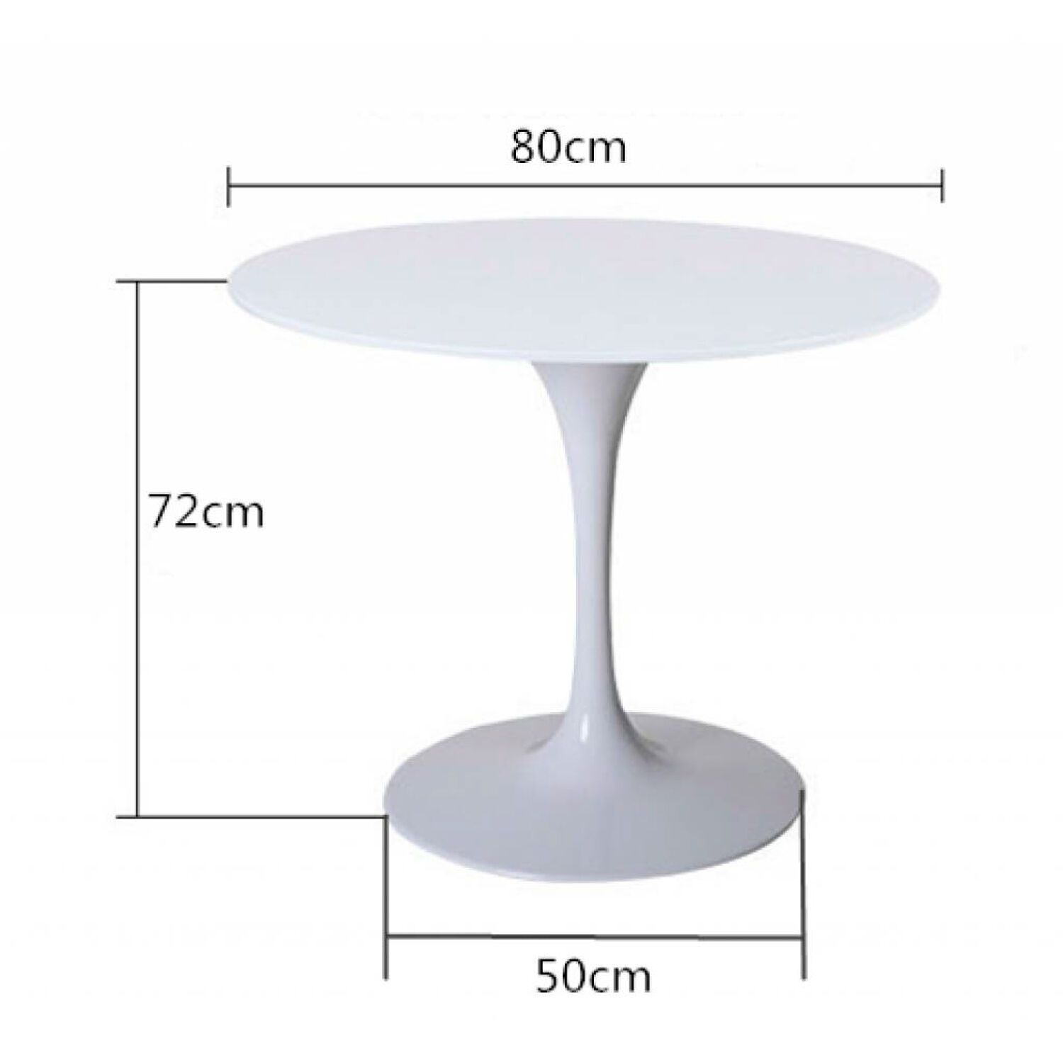 Mesa Comedor Redonda Estilo Tulip 80 Cm Cubierta Mdf Y Base Acero Inoxidable image number 2.0