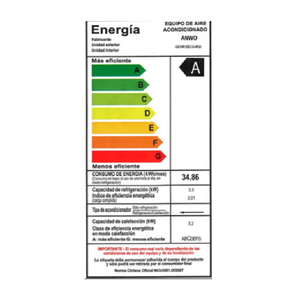 Aire Acondicionado Ventana Anwo 12.000 Btuh R32 Frio / Calor image number 3.0