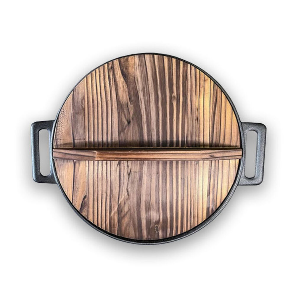 Wok Fierro Fundido 30cm + Tapa Madera Para Parrilla image number 1.0
