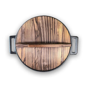 Wok Fierro Fundido 30cm + Tapa Madera Para Parrilla