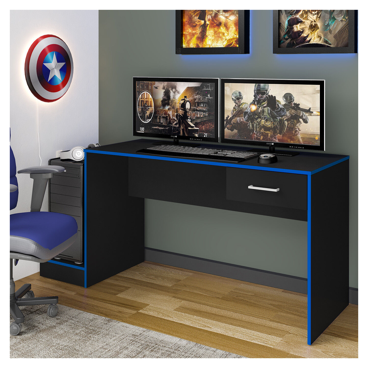 Escritorio Gamer Negro-azul image number 1.0