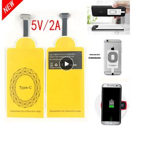 Adaptador De Carga Rapida 2 A Receptor Cargador Inalambrico Qi Tarjeta De Carga Tipo C Amarillo (tipo C)