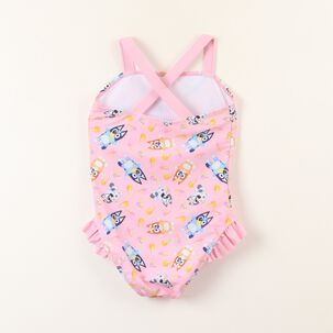 Traje De Ba&ntilde;o Tirantes Ni&ntilde;a Rosado Bluey & Bingo Bluey