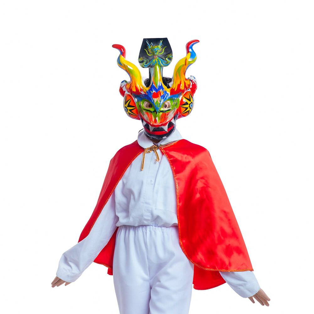 Capa La Tirana Caporal Nortino Para Adulto Con Mascara Accesorio De Traje Tipico Folcl&oacute;rico image number 0.0