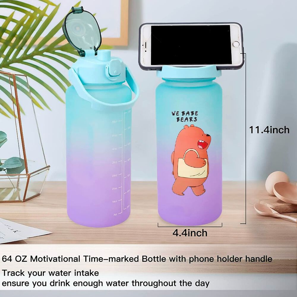 Pack Botellas Agua Motivacional 2l 900ml Verde Morado image number 3.0