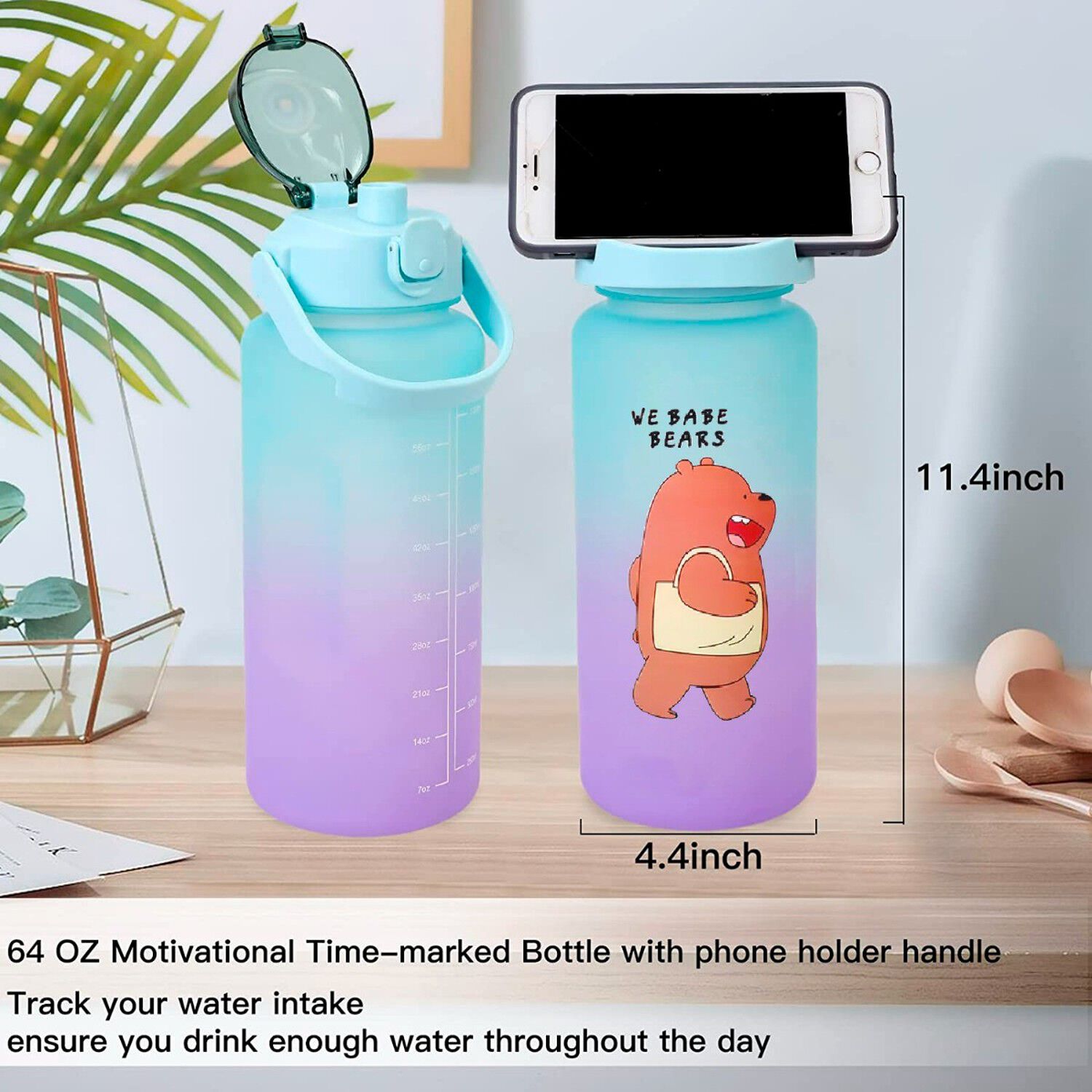 Pack Botellas Agua Motivacional 2l 900ml Verde Morado image number 3.0