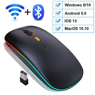 Mouse Raton Recargable Usb Bluetooh Compatible Para Mac Y 2,4ghz Conexi&oacute;n Inalambrico