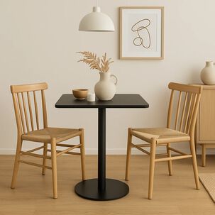 Mesa Restaurant 70x70 Tubo Metal Cubierta Mdf