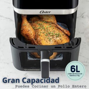 Oster Freidora De Aire Digital, Recubrimiento Oster Diamondforce, 6l De Capacidad, 10 Programas Autom&aacute;ticos, Ckstaf60wddf + 100 Forros Antiadherente 