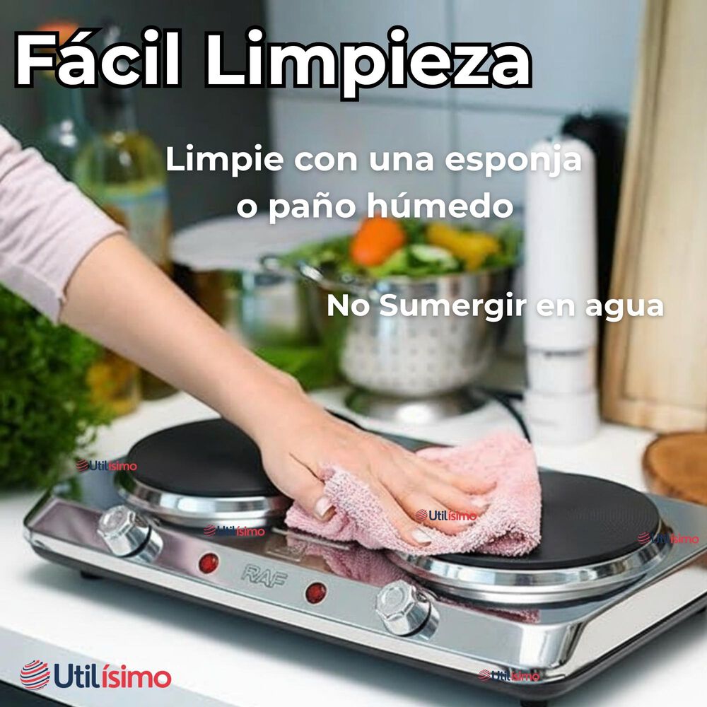 Cocina El&eacute;ctrica Port&aacute;til 2 Platos 2000w De Potencia Acero Inoxidable image number 4.0