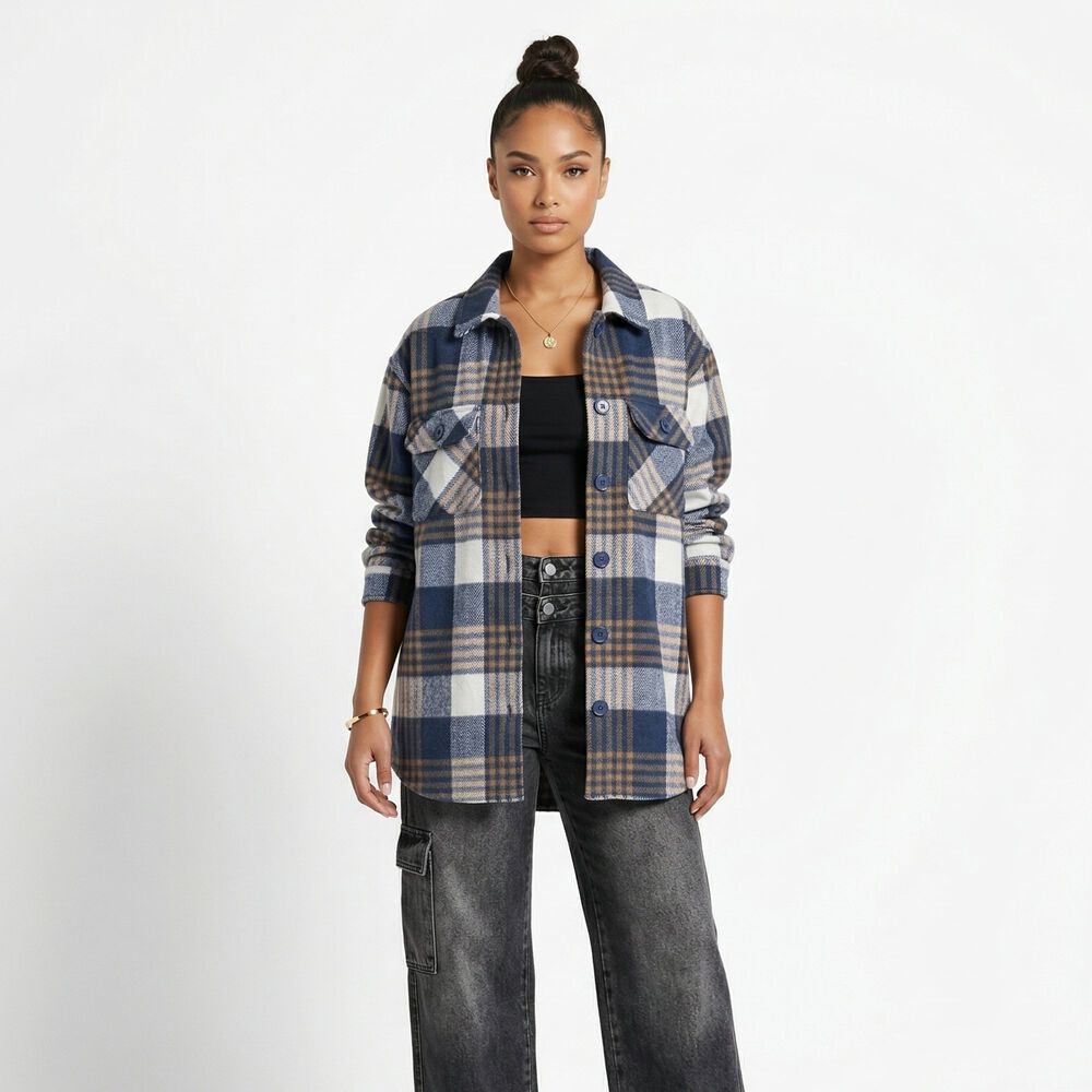 Camisa Le&ntilde;adora Mujer Oversize - Shacket image number 0.0