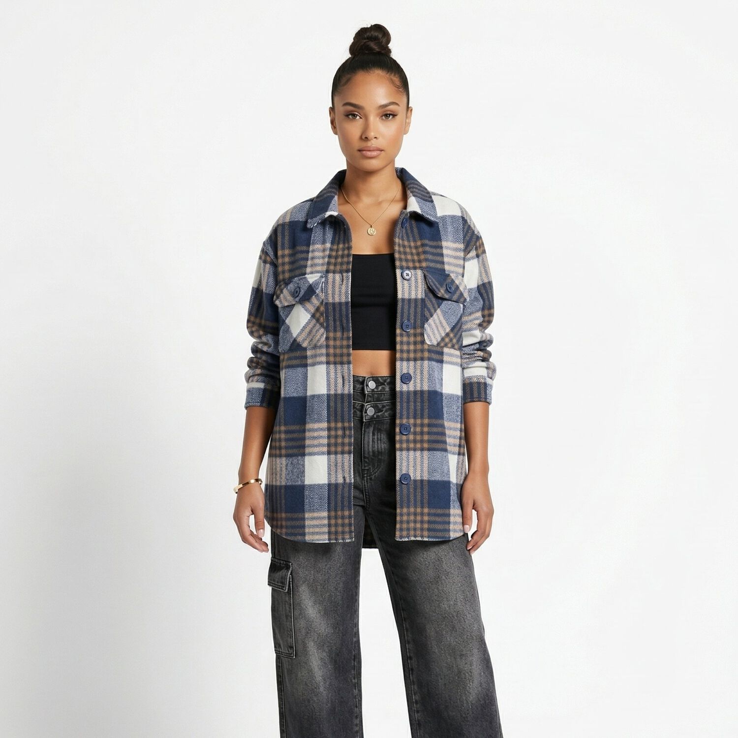 Camisa Le&ntilde;adora Mujer Oversize - Shacket image number 0.0
