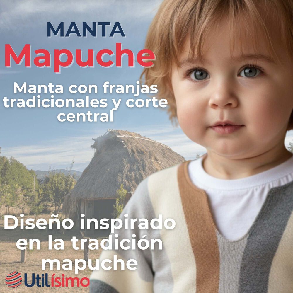 Poncho Manta Mapuche Lana Grueso Fiestas Patrias image number 3.0