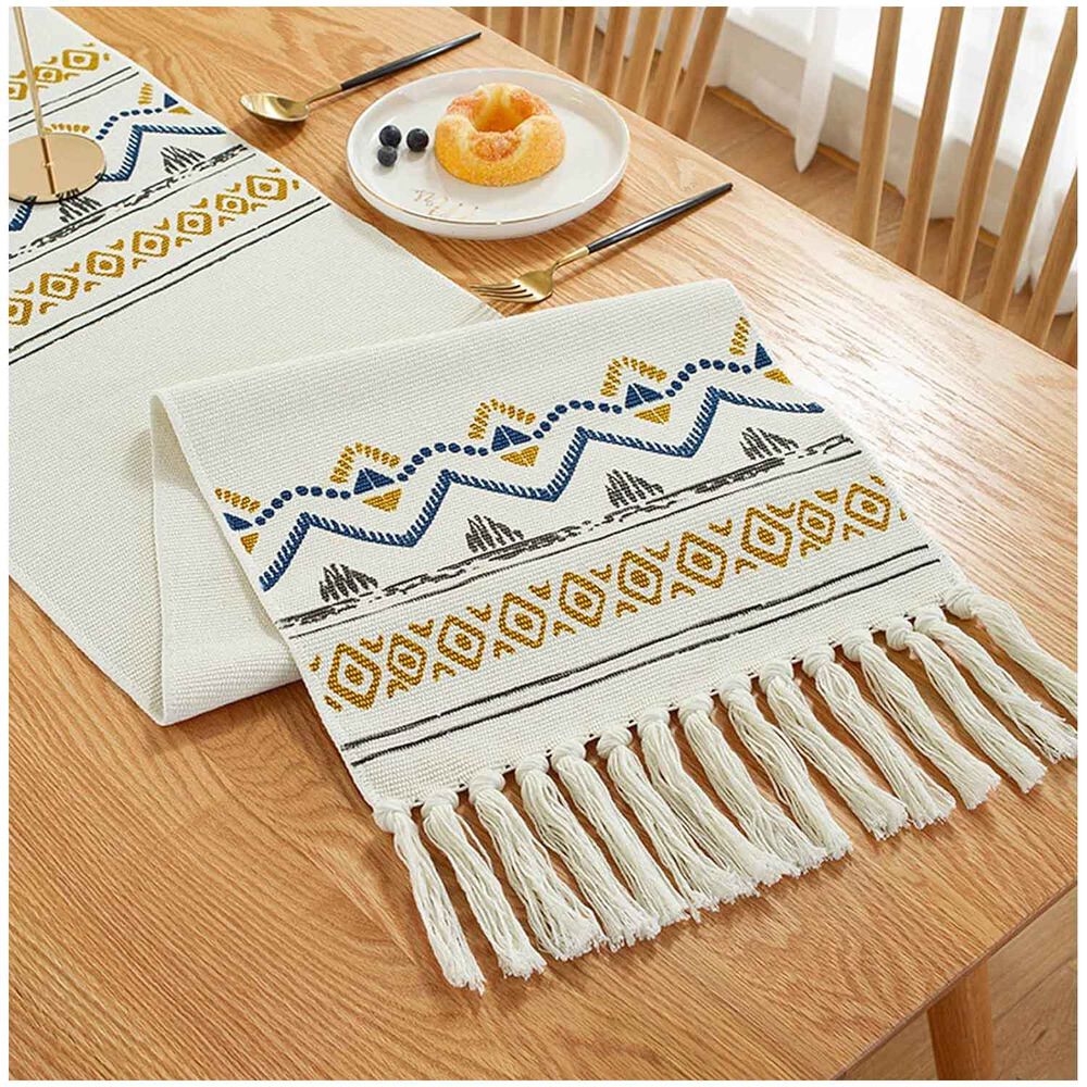 Camino De Mesa De Lino Tejido Con Dise&ntilde;o 35*180cm Mod06 image number 3.0