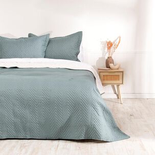 Quilt Sherpa Liso 2 Plazas Verde