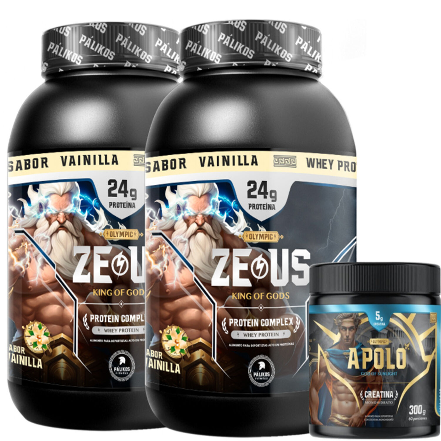 Pack Warrior Proteina Zeus Complex 2kg Vainilla Creatina Apolo 300g. image number 0.0