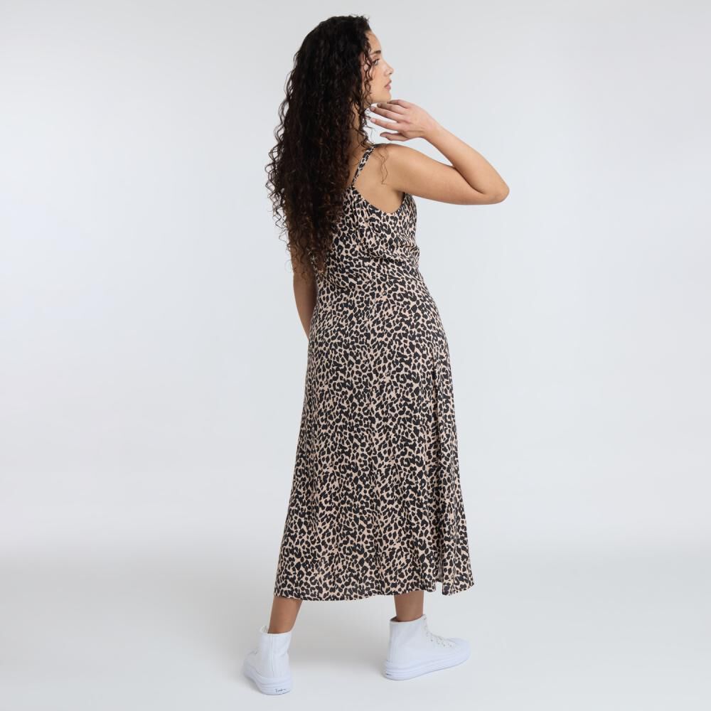 Vestido Largo Animal Print Sin Mangas Cuello V Mujer Freedom image number 3.0