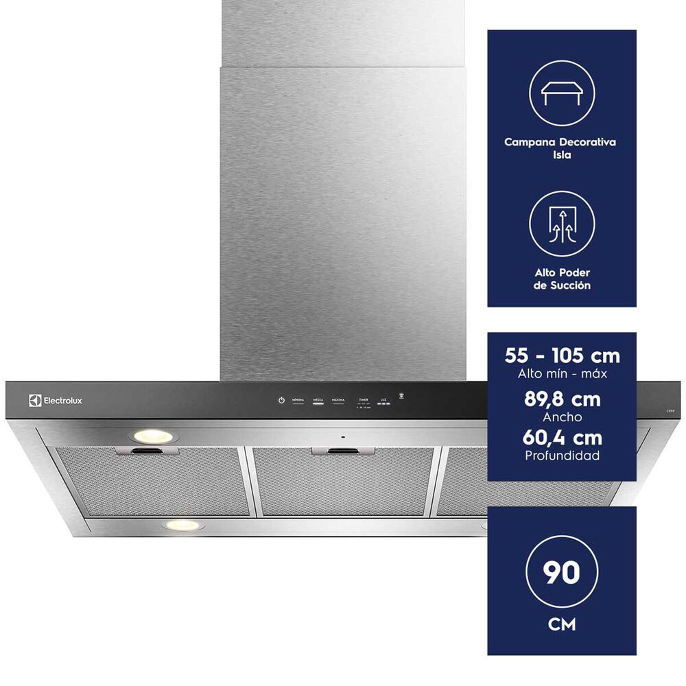 Campana Cocina Decorativa Electrolux Isla 90cm Timer Ce9if image number 1.0