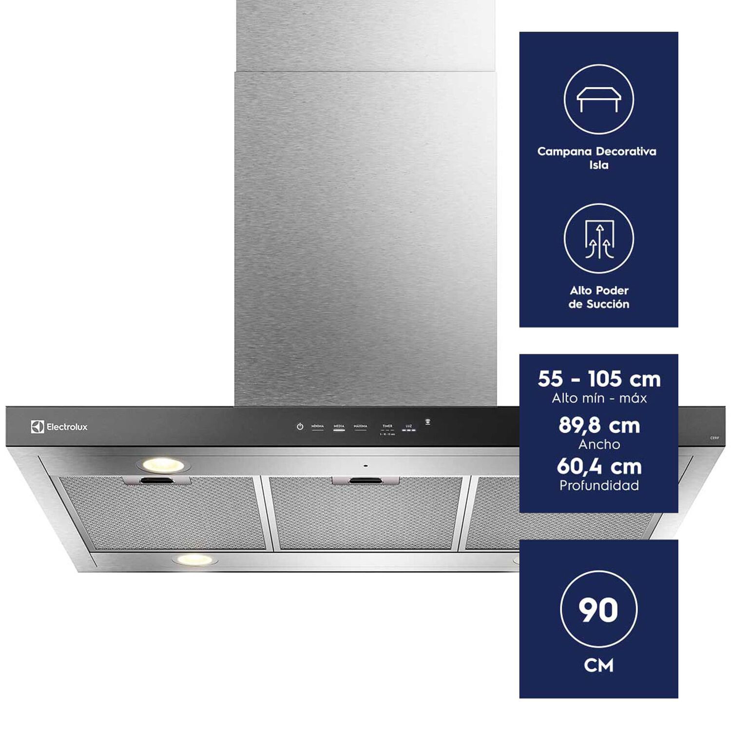 Campana Cocina Decorativa Electrolux Isla 90cm Timer Ce9if image number 1.0