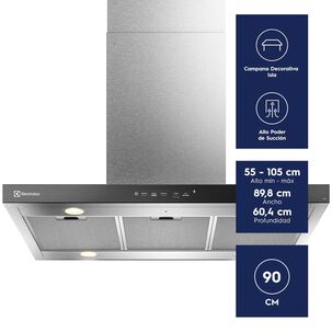 Campana Cocina Decorativa Electrolux Isla 90cm Timer Ce9if