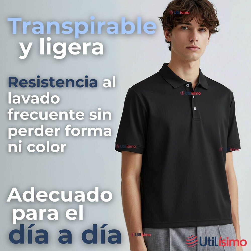 Polera Pique Premium 200g Manga Corta 100% Algodón Textura Suave Chemise Negro Hombre image number 5.0