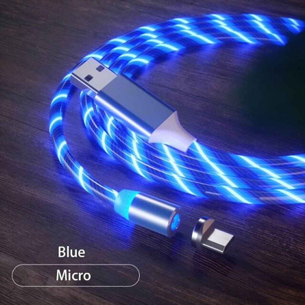 Cable De Carga Para Celular 3 En 1 Tipo C Brillante Luz Led Compatible Para Iphone Magnetico Compatible Ligthing Micro Usb Carga R&aacute;pida image number 9.0