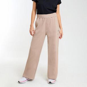 Pantal&oacute;n De Buzo Deportivo Liso Tiro Medio Wide Leg Mujer Wetland