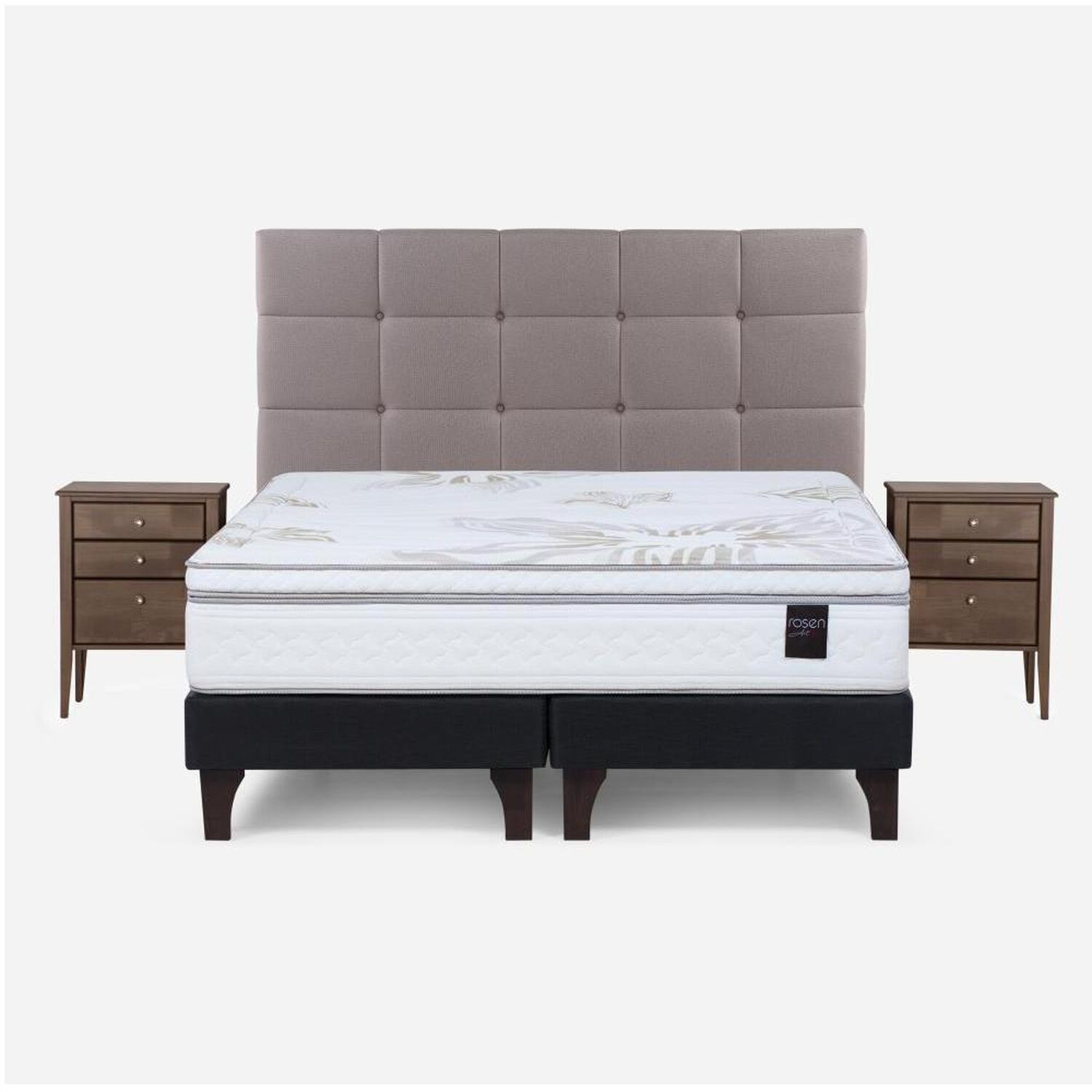 Cama Europea Rosen Art 4 / 2 Plazas / Base Dividida + Set De Maderas Issey Vison image number 0.0