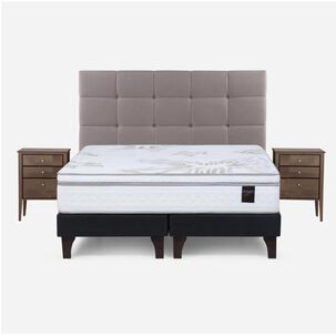 Cama Europea Rosen Art 4 / 2 Plazas / Base Dividida + Set De Maderas Issey Vison