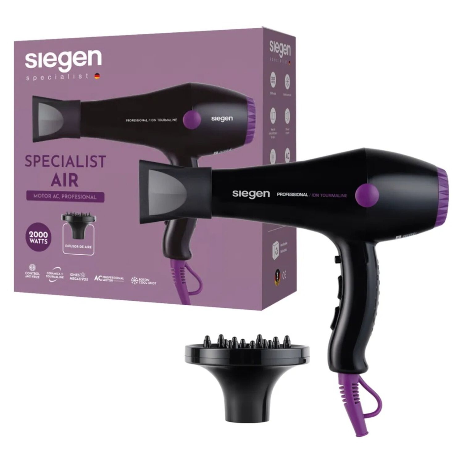 Secador De Cabello Profesional Siegen Sg-3049 Con Difusor image number 1.0