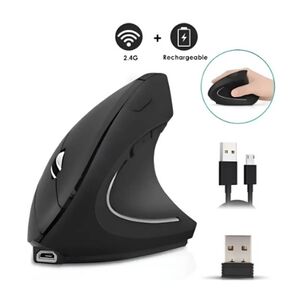 Rat&oacute;n Vertical Inal&aacute;mbrico 2.4g Recargable X Usb Ergon&oacute;mico Color Negro