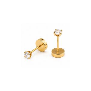 Aros Abridores Chispas 3mm Oro 18k Tope A Presi&oacute;n Beb&eacute; Ni&ntilde;a