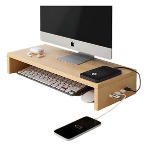 Base Elevador Monitor Soporte Pantalla Pc Con Entradas Usb
