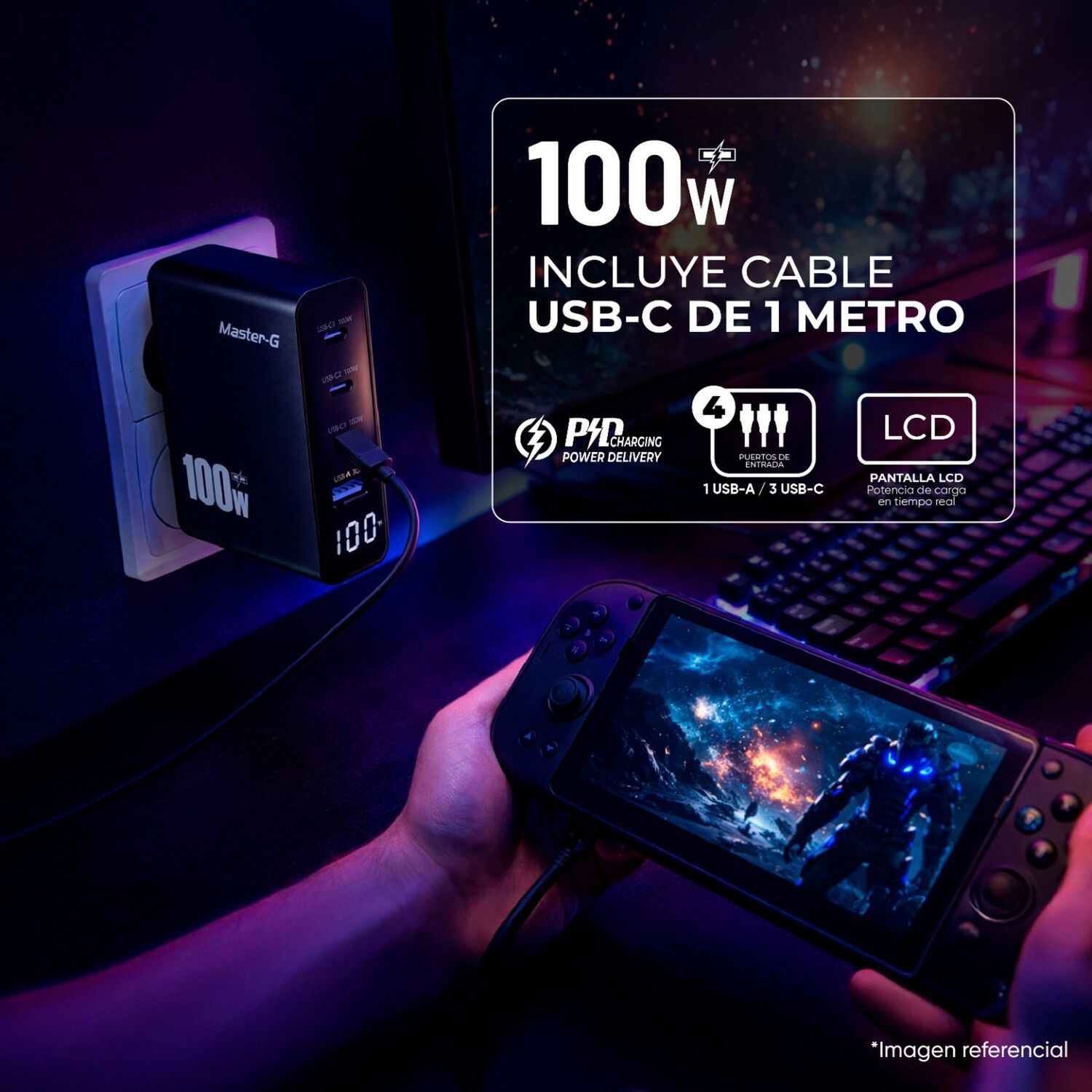 Cargador Port&aacute;til Carga R&aacute;pida 100w + Cable Usb-c Master-g image number 1.0