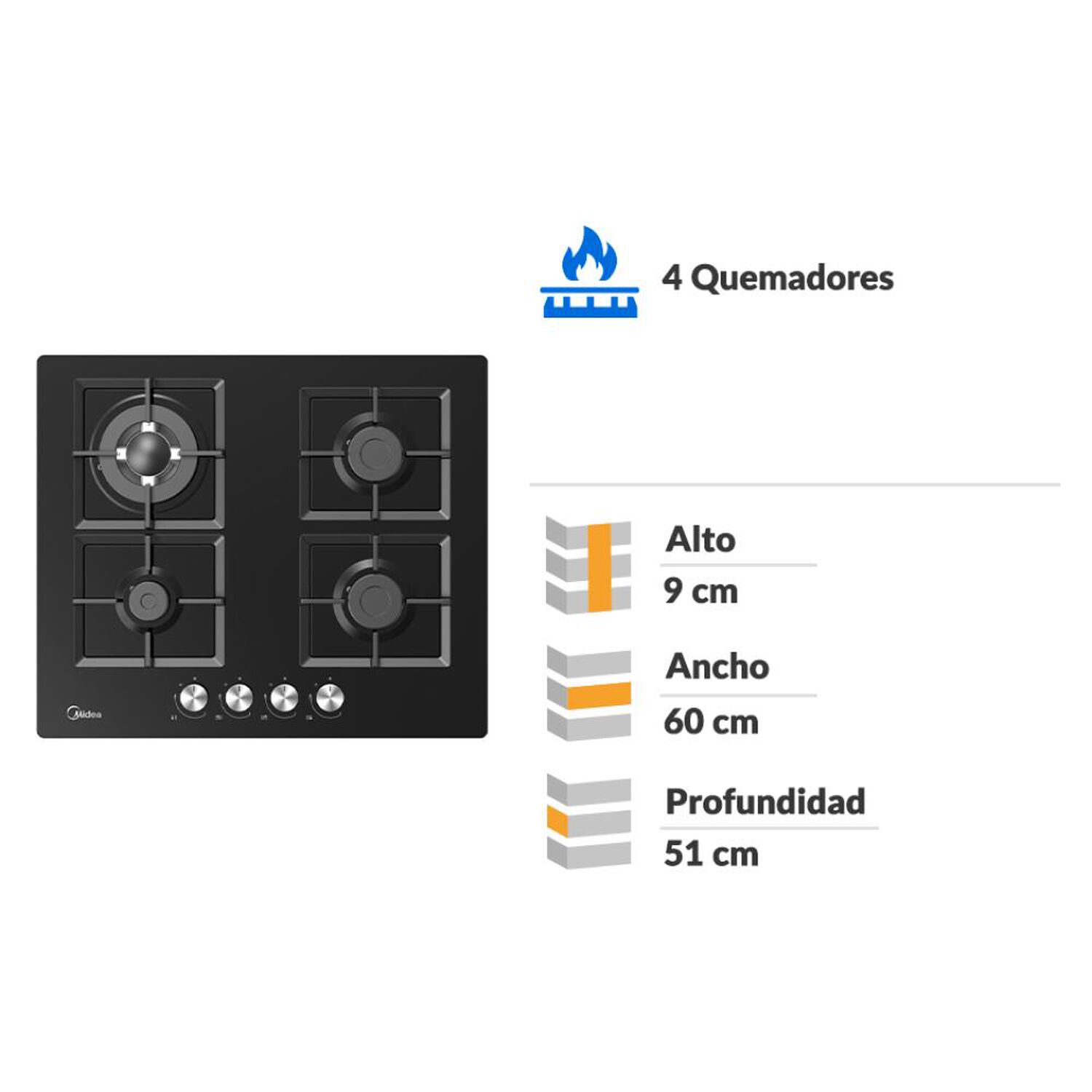 Encimera Midea MG60GK007 / 4 Quemadores image number 1.0
