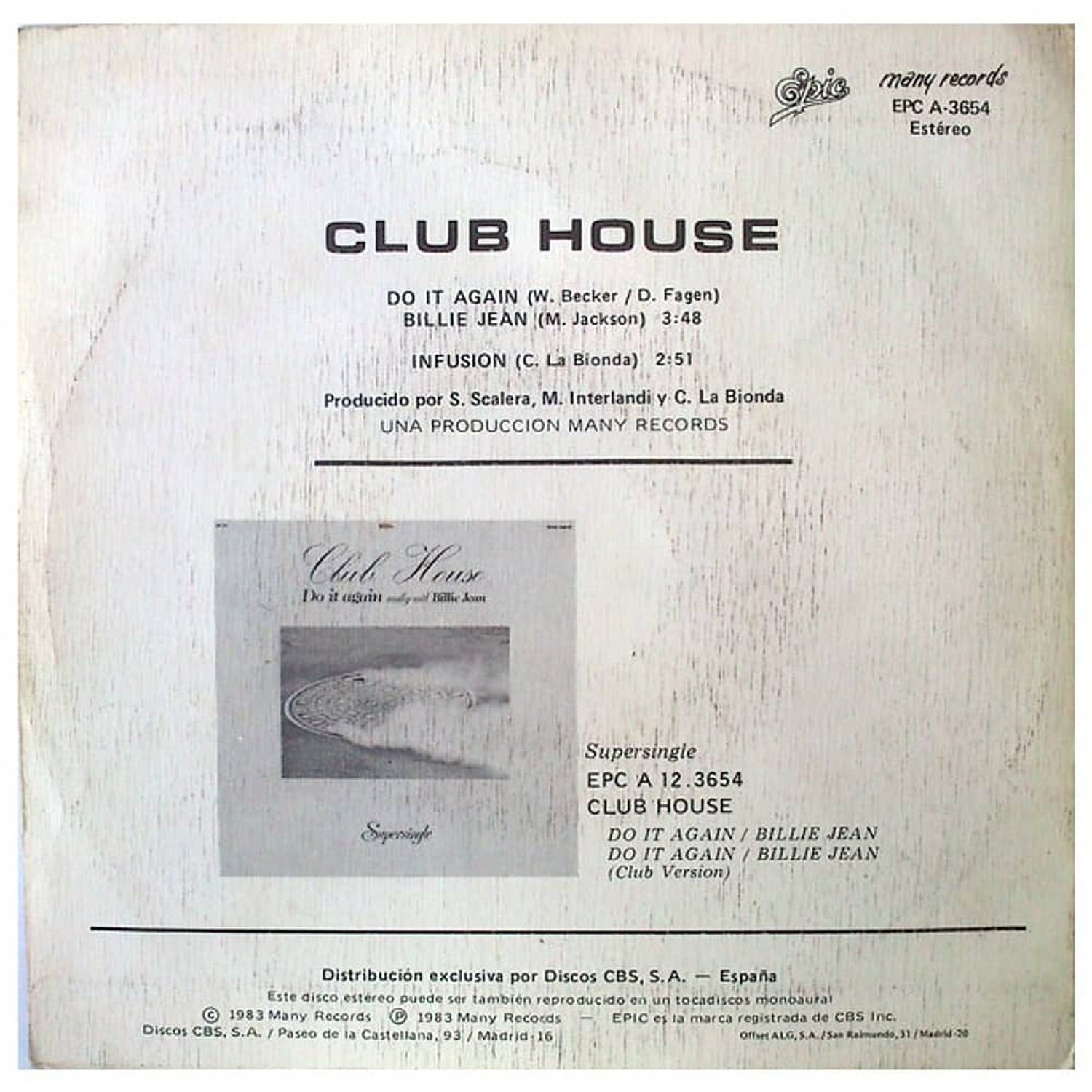 Club House - Do It Again (medley With Billie Jean) | 7" Single Vinilo Usado image number 1.0