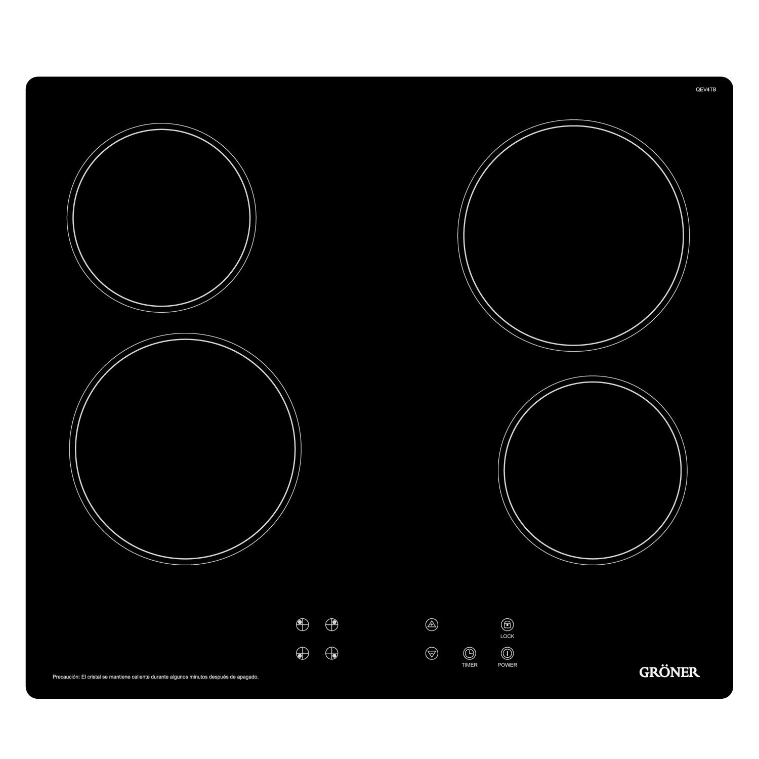 Encimera Vitrocer&aacute;mica Groner Touch Black 4q image number 1.0