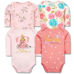 Pack 4 Bodys Niña Manga Larga Tedmimak 100% Algodón Pink Roses