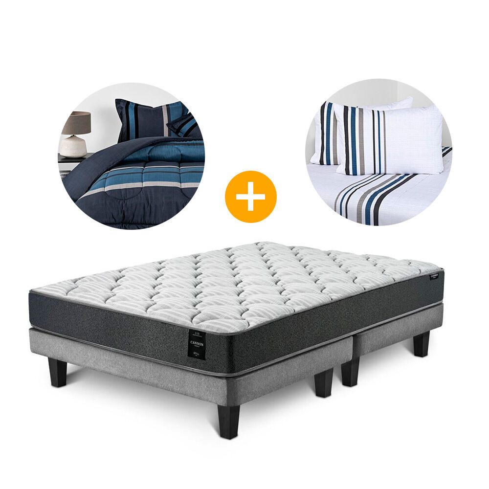 Cama Europea Cannon Home New Still / 2 Plazas / Base Dividida + Plumón y Juego de Sábanas Cannon Stone 200 Hilos image number 0.0