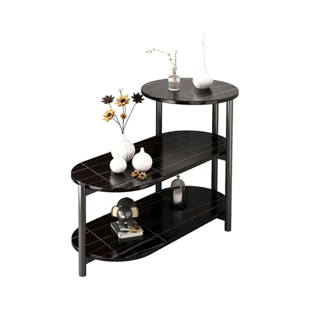 Mesa Auxiliar De Centro Decorativa De 3 Niveles Mesa De Lujo Negro image number 0.0