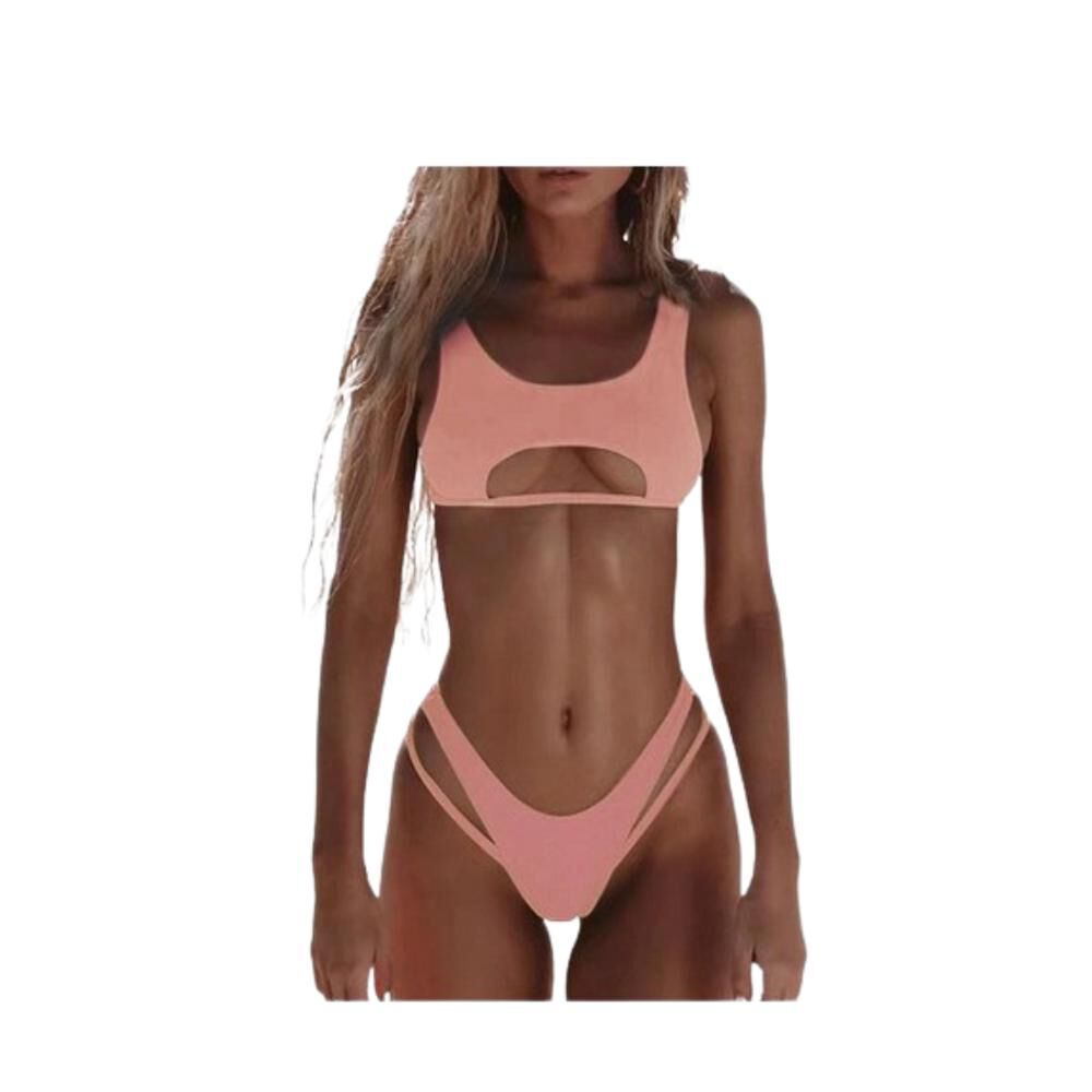 Traje De Ba&ntilde;o Bikini Corte Alto Ahuecado Sexy 2 Piezas 2022 image number 1.0