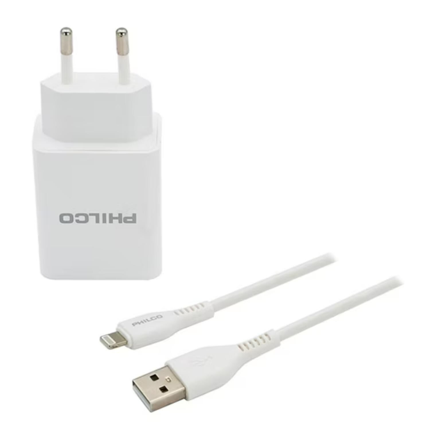 Cargador De Pared 2 Usb Cable Lightning Blanco R1090 image number 1.0