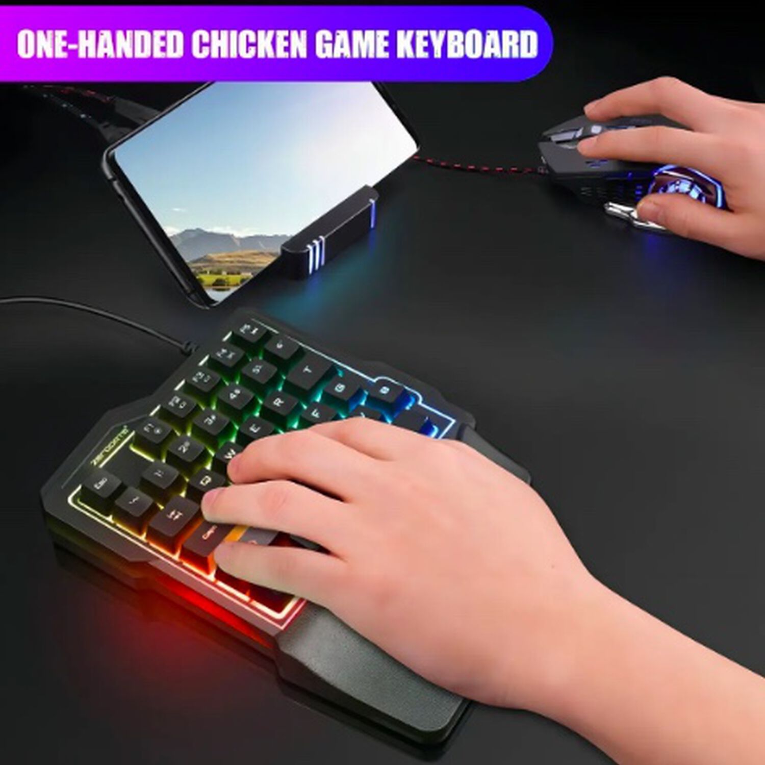 Teclado De Una Mano Rgb Usb image number 3.0